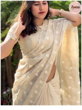 Georgette Saree with Polka Dots