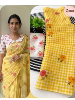 Linen Cotton Saree Yellow