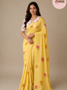 Linen Cotton Saree Yellow